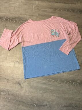 Lilly Pulitzer Pink and Blue Two-Tone Long-Sleeve Tee